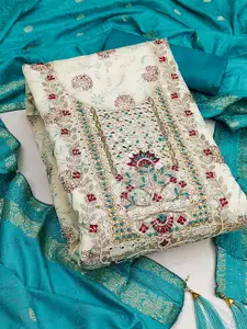 Ishin Floral Woven Design Pure Cotton Unstitched Dress Material