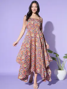 Trend Arrest Floral Printed Shoulder Straps Maxi Dress