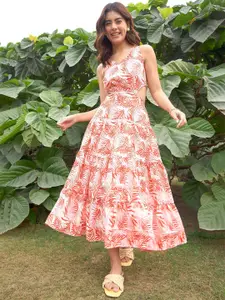RARE Floral Printed Sleeveless Cut Out Fit & Flare Midi Dress