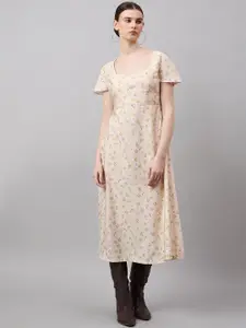 Roadster Poly Rayon Floral Ankle Length Fit and Flare Dress