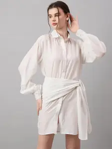 Roadster Poly Rayon Solid Above Knee Shirt Dress