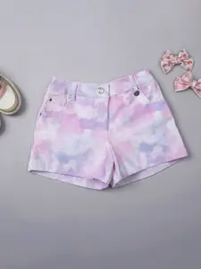 One Friday Girls Tie & Dye Mid-Rise Regular Fit Cotton Casual Shorts