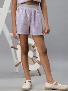 One Friday Girls Self Design Regular Fit Shorts