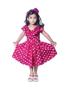 BAESD Girls Polka Dot Printed Fit & Flare Dress