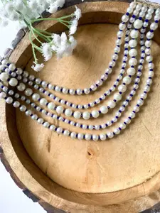 I Jewels Gold-Plated Pearls Beaded Layered Necklace