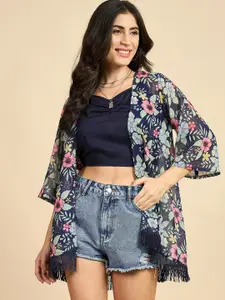 Azira Floral Printed Georgette Front Open Shrug
