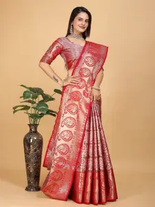 K 5 Fashion Woven Design Zari Tissue Heavy Work Saree