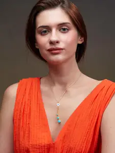 MINUTIAE Gold-Plated Stones-Studded & Beaded Necklace