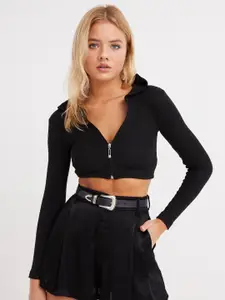 Cool & Sexy Hooded Long Sleeves Fitted Crop Top
