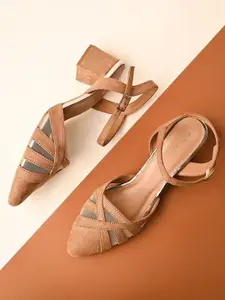 Rocia Textured Pointed Toe Block Heels