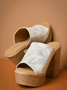 Rocia Textured Open Toe Platform Heels