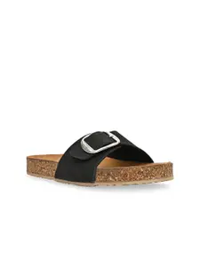 Rocia Buckle Detail Open Toe Flats