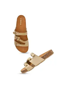 Rocia Buckle Detail Open Toe Flats