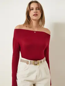 Happiness istanbul Off-Shoulder Solid Bardot Top
