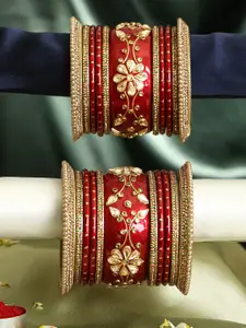 Adwitiya Collection Adwitiya Set Of 2 Gold-Plated Stone Studded Bangles