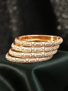Adwitiya Collection Set of 4 Gold-Plated Stone-Studded Bangles