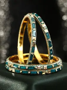 Adwitiya Collection Set Of 4 Gold Plated Stones Studded Bangles