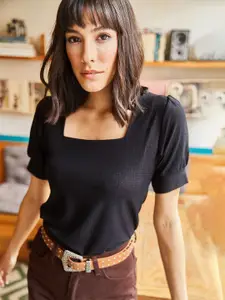 Olalook Self Design Square Neck Top