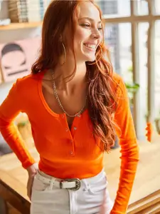 Olalook Cotton Round Neck Long Sleeves Top