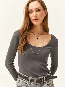 Olalook Cotton Scoop Neck Long Sleeves Top