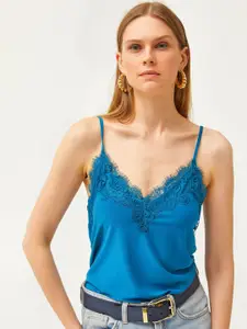 Olalook Shoulder Straps Lace Up Top