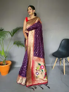 DEVATITHI Woven Design Zari  Paithani Saree