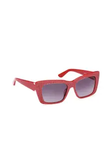 GUESS Women Rectangle Sunglasses with UV Protected Lens GUS78905566BSG