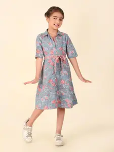 Fabindia Girls Floral Print Fit & Flare Dress