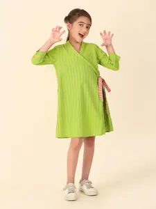 Fabindia Girls Striped Cotton A-Line Dress