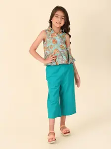 Fabindia Girls Printed Top With Trouser
