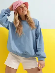 Trend Alacati stili Round Neck Cotton Sweatshirt