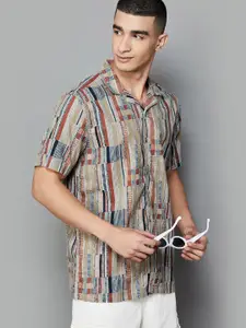 Fame Forever by Lifestyle Geometric Printed Cuban Collar Cotton Casual Shirt