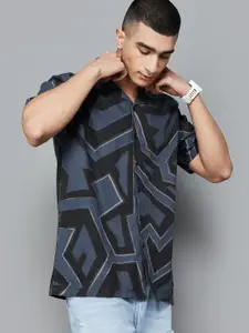 Fame Forever by Lifestyle Geometric Printed Cuban Collar Cotton Casual Shirt