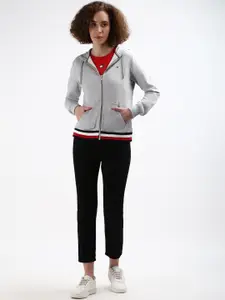 Tommy Hilfiger Long Sleeves Pure Cotton Hooded Front-Open Sweatshirt