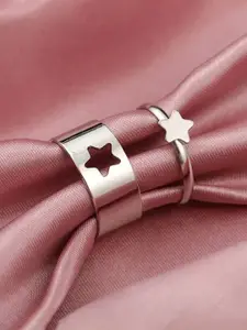 Jewels Galaxy Set of 2 Silver-Plated Finger Rings
