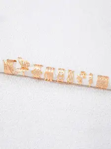 Jewels Galaxy Set Of 9 Gold-Plated Stackable Rings