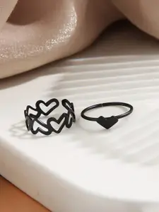 Jewels Galaxy Set of 2 Silver-Plated Adjustable Finger Ring