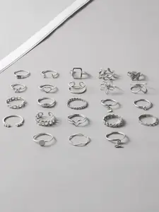 Jewels Galaxy Set Of 23 Silver-Plated Stackable Finger Rings