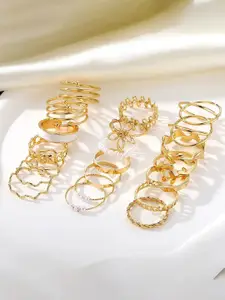 Jewels Galaxy Set Of 22 Gold-Plated Stackable Finger Rings