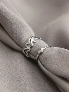 Jewels Galaxy Set Of 2 Silver-Plated Finger Rings