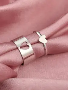 Jewels Galaxy Set Of 2 Silver-Plated Stackable Finger Rings