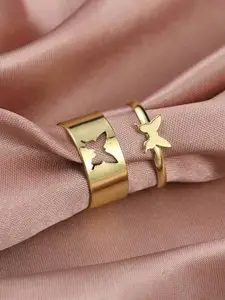 Jewels Galaxy Set Of 2 Gold-Plated Stackable Finger Rings