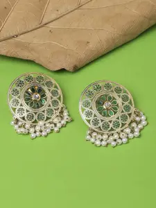 OOMPH Kundan Meenakari Contemporary Studs Earrings