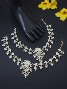 I Jewels Gold Plated Artificial Stones and Beads Anklet