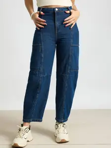 FREAKINS Women Blue Slouchy Fit High-Rise Clean Look Cotton Jeans