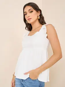 Styli Sweetheart Neck Ruffle Detail Empire Top