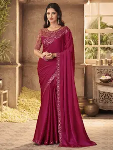 Trendmalls Embroidered Sequinned Saree