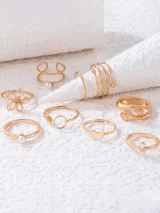 Jewels Galaxy Set Of 9 Gold-Plated Finger Rings