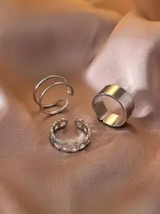 Jewels Galaxy Set Of 3 Silver-Plated Finger Ring