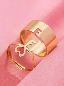 Jewels Galaxy Set Of 2 Gold Plated Adjustable Finger Rings